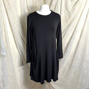 Betabrand Travel Womens Black Modal Silk Jersey Blend Long Sleeve Dress, Medium